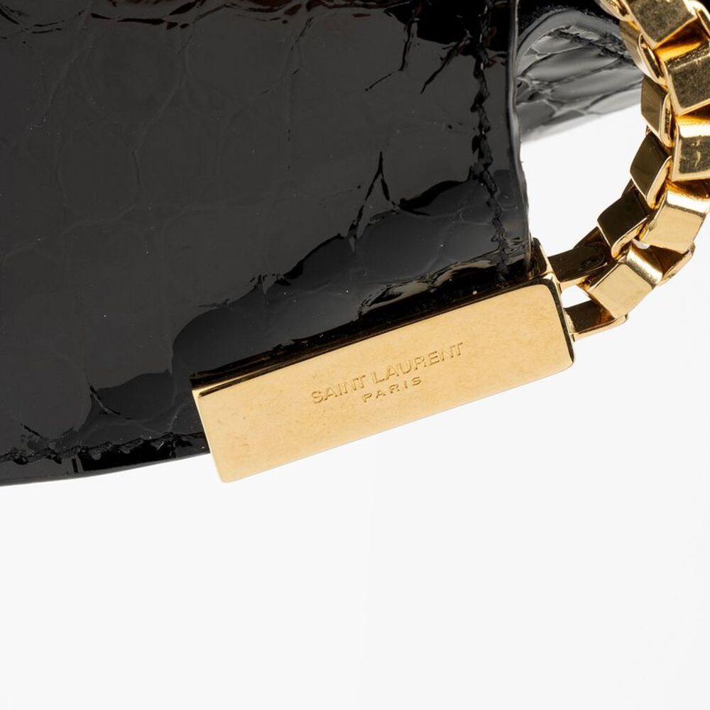 Saint Laurent Patent Croc Embossed Leather Suzanne Medium Hobo - Picture 13 of 14